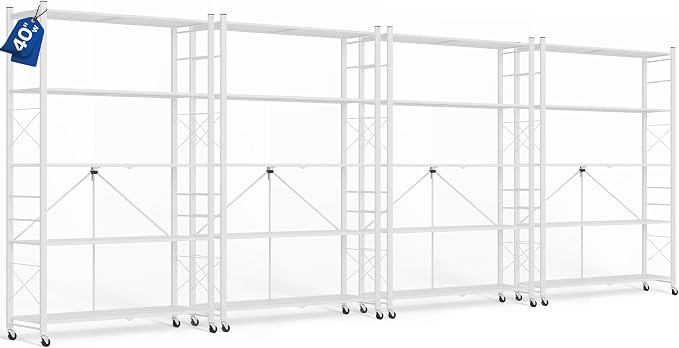 ALANNG 40" W Foldable 5-Tier Storage Shelves on Wheels Adjustable | Removable by ALANNG