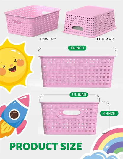 WYT 6-Pack Plastic Small Shelf Storage Weave Baskets Organizing - Image 2