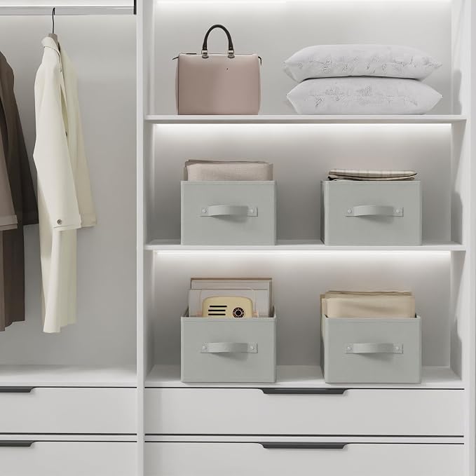Fabric Storage Boxes for Shelves, 3 Pack Foldable Cloth Bins, Closet Organizers - Image 7
