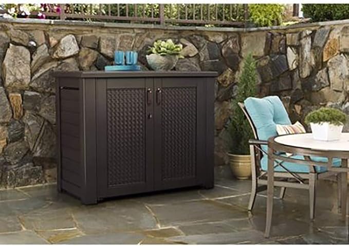 Rubbermaid Decorative Outdoor Storage Cabinet, Weather Resistant, Organization - Image 2