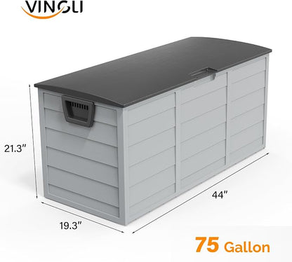 VINGLI 75 Gallon Outdoor Storage Box, Lockable Plastic Storage Containers - Image 6