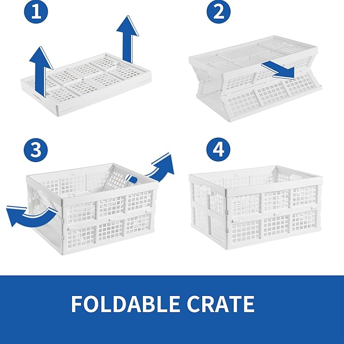 3-Pack Plastic Collapsible Storage Crates-30L, Foldable Plastic Crates - Image 4