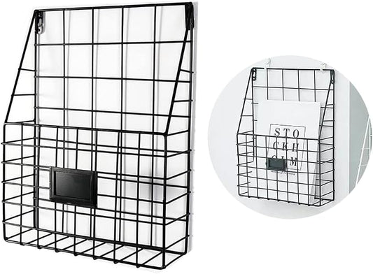 Hanging Wall File Rack 1Pack Office Hanging Magazine Rack Metal Mail Organizer by Rixoxo