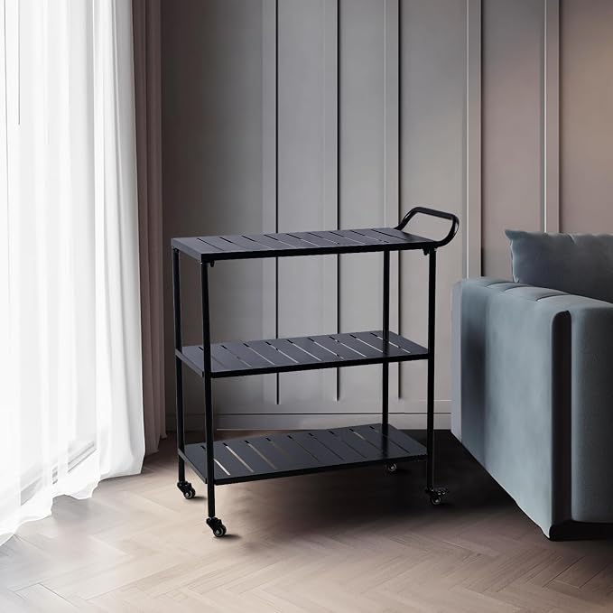 Diwhy Industrial 3 Tier Rolling Utility Storage Cart, Metal bar Cart by Diwhy