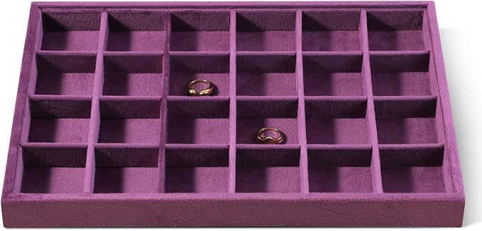 Velvet Stackable Jewelry Display Tray, 24 Grid Earring Ring Storage Tray by Dansmiy