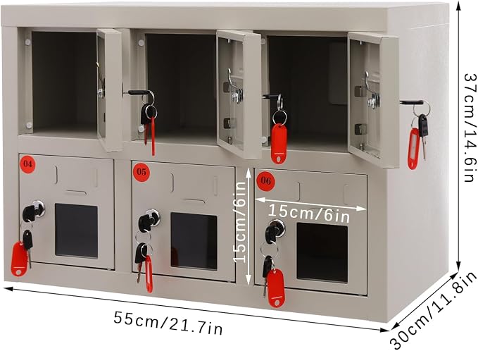 6 Slot Cellphone Charging Station Cell Phone Locker Cellphone Storage Cabinet - Image 2