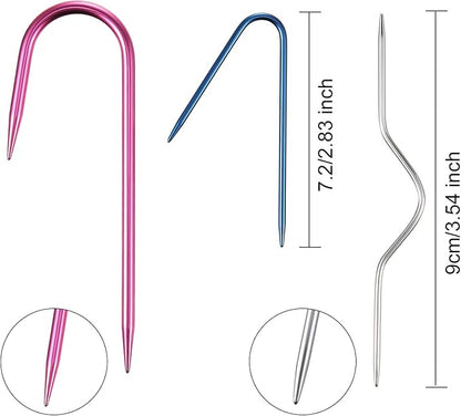 WILLBOND 9 Pieces Cable Stitch Holders, Mixed Color Aluminum Cable Needles - Image 4