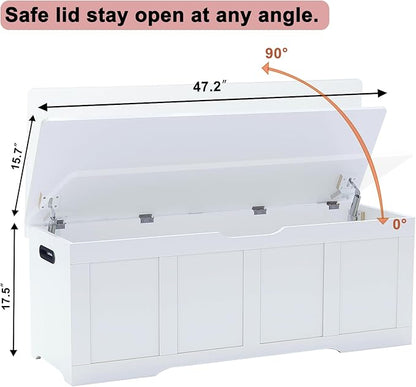 Timberer 47.2" Wooden Storage Chest, Extra Large Storage Trunk | Storage Bench - Image 3