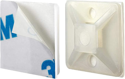 XHF 100 PCS 3/4" White Self Adhesive Cable Zip Tie Mounts Wire Cable Clips - Image 2