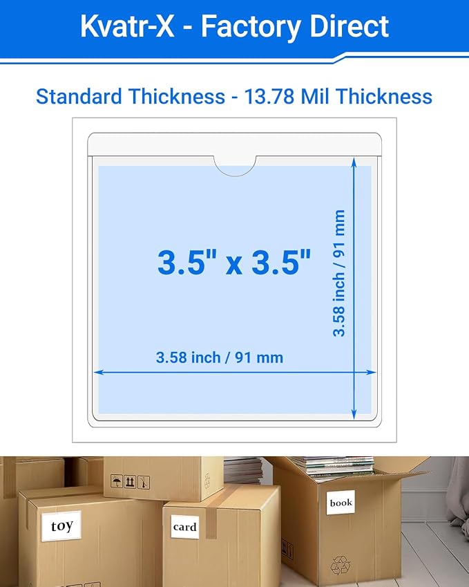 20 PCS Clear Self Adhesive Plastic Label Pockets, Top Loading Business & - Image 2