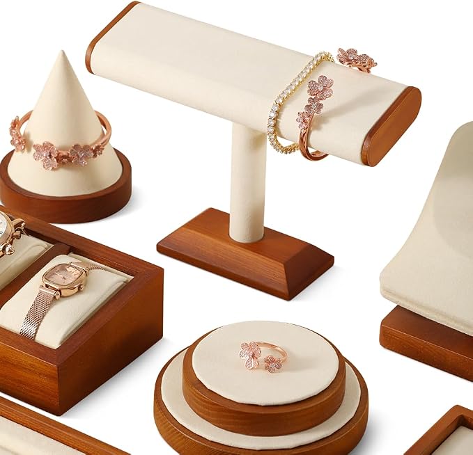 Solid Wood T-bar Watch Display Stand Bracelet Holder Jewelry Tower Organizer - Image 8
