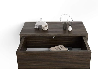 Mobili Fiver, Riccardo Wall Bedside Table, Dark Walnut, Made in Italy - Image 5