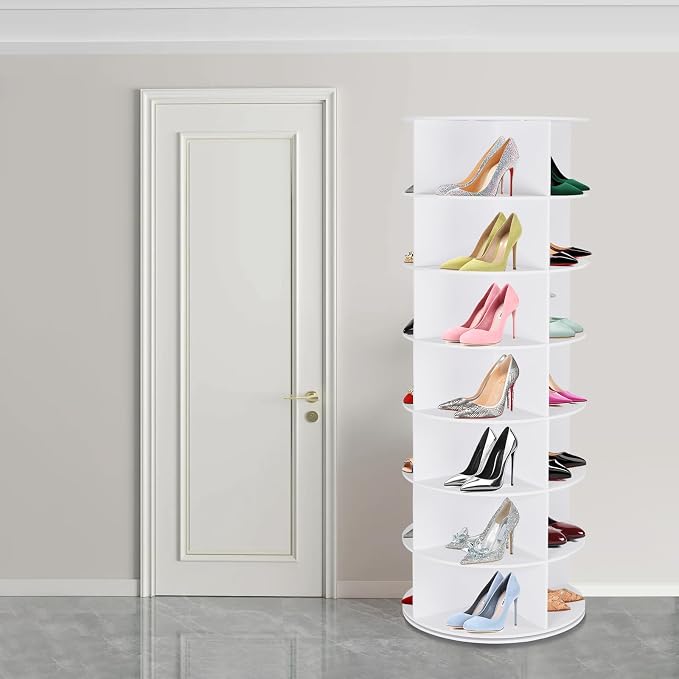7 Tier Rotating Shoe Rack Tower, 360° Spinning Display Rack, Space Saving - Image 2