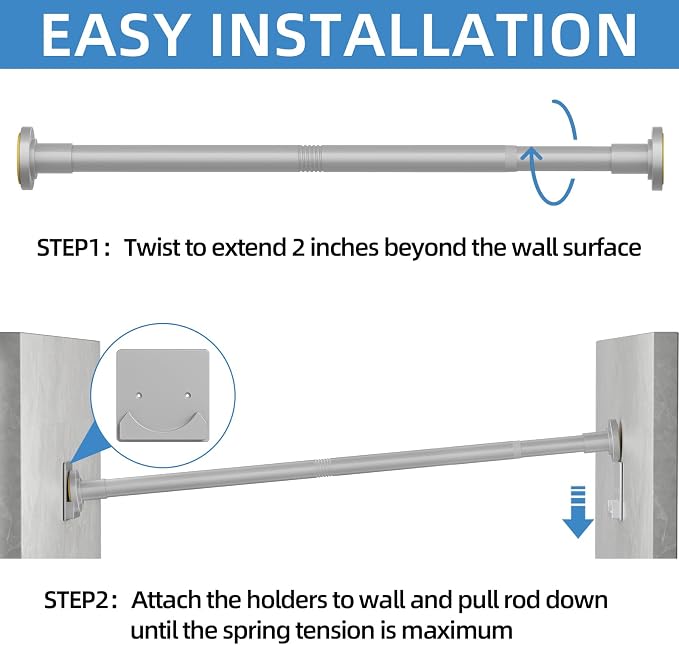 CorkLatta Matte Silver Shower Curtain Rod, 1 Inch Diameter Stainless Steel - Image 5