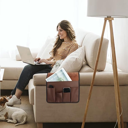 Anti-Slip PU Leather Velvet Sofa Couch Chair Armrest Soft Caddy Organizer Holder - Image 5