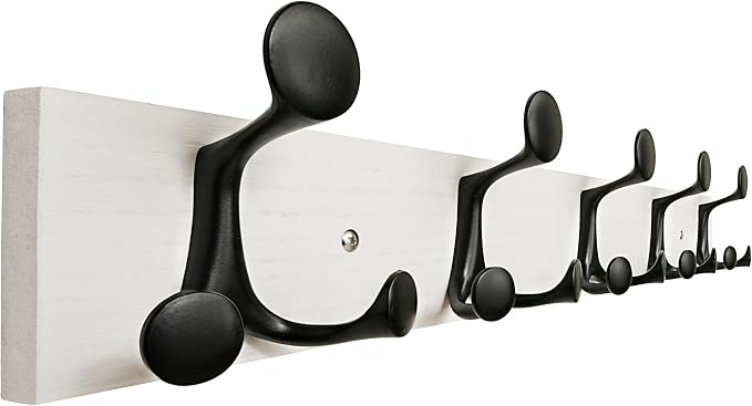 SKOLOO 24-Inch White Wood Coat Rack Wall Mount by SKOLOO