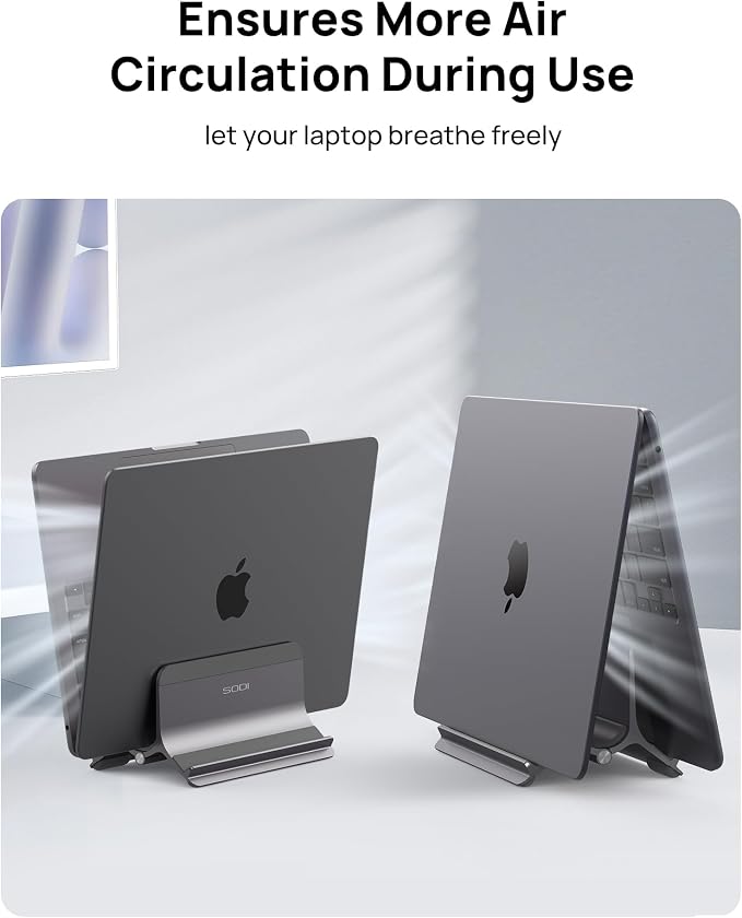 SODI Vertical Laptop Stand for Desk, Aluminum Laptop Holder Compatible - Image 8