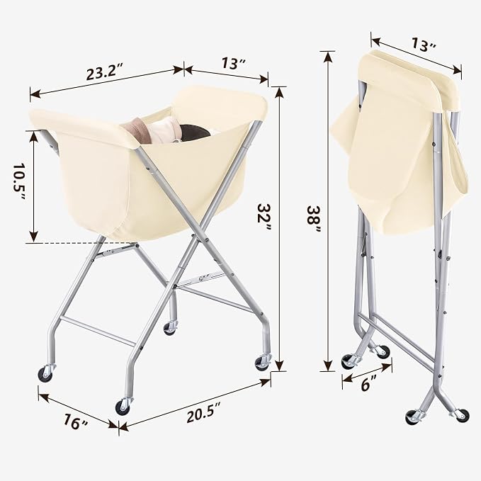ELYKEN Laundry Cart with Wheels, 32”H Easy Rolling Laundry Hamper with - Image 3