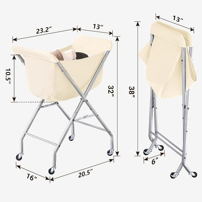 ELYKEN Laundry Cart with Wheels, 32”H Easy Rolling Laundry Hamper with - Image 3
