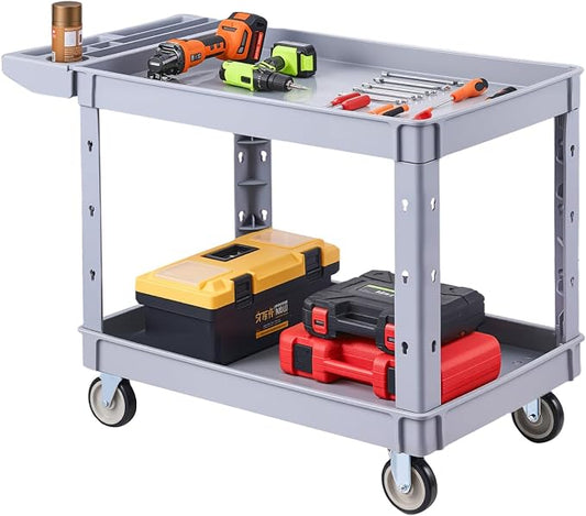 VEVOR Utility Cart, 550 lbs Capacity, 2 Tier Service Cart by VEVOR