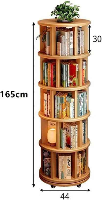 Rotating Bookshelf Tower 2/3/4/5/6 Tier Wood Rotating Bookshelf Wooden Book - Image 2