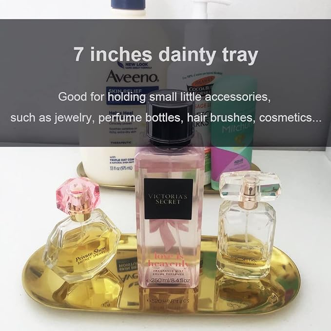 Stainless Steel Decorative Tray, 7 Inch Long, Jewelry Dish Cosmetics Organizer - Image 9