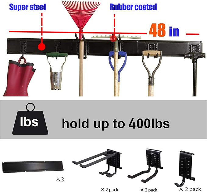 Ultrawall Garden Tool Organizer, 48 Inch Garage Tool Organizer Wall Mount - Image 2