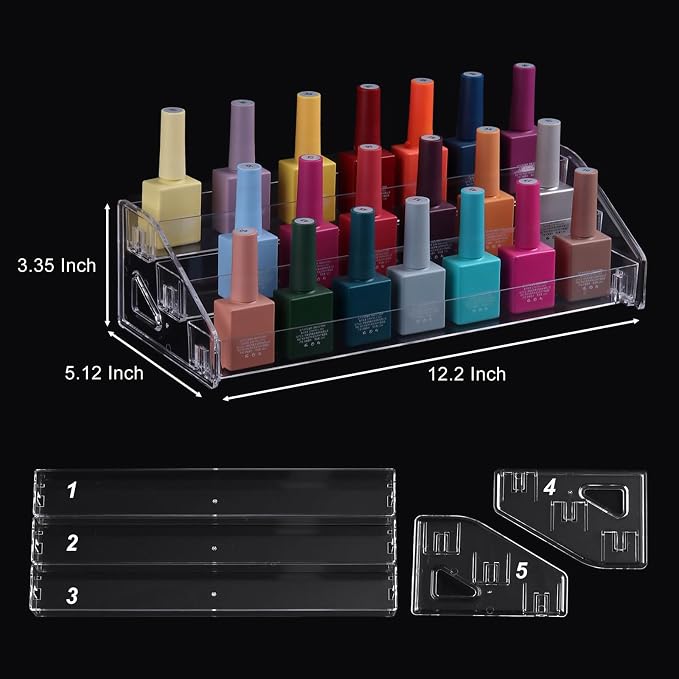 SUTOKAKA 3-Tier Clear Acrylic Nail Polish Organizer Stand | 3-tier clear - Image 2