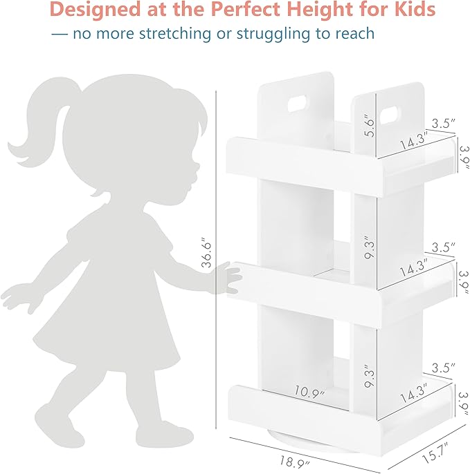 Spirich Kids Rotating Bookshelf Tower, Spinning Bookcase - Image 2