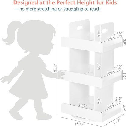 Spirich Kids Rotating Bookshelf Tower, Spinning Bookcase - Image 2