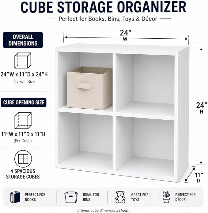 KB Designs - 4-Cube Bookcase, Unit Shelf, Storage Organizer - Image 2