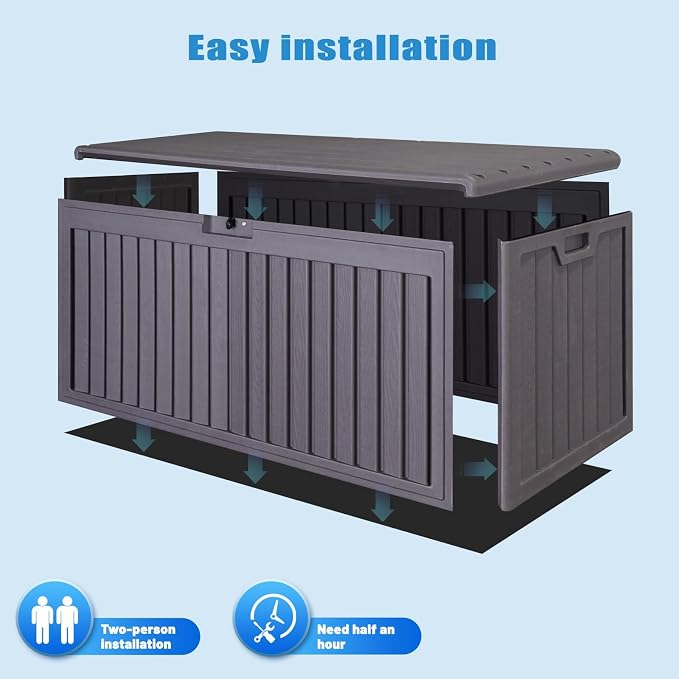100 Gallon Outdoor Storage Box Waterproof, Resin Deck Box - Image 6