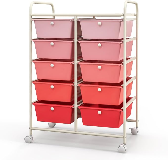 Giantex 10 Drawers Rolling Cart, Classroom Organizers, Storage Cart - Image 9
