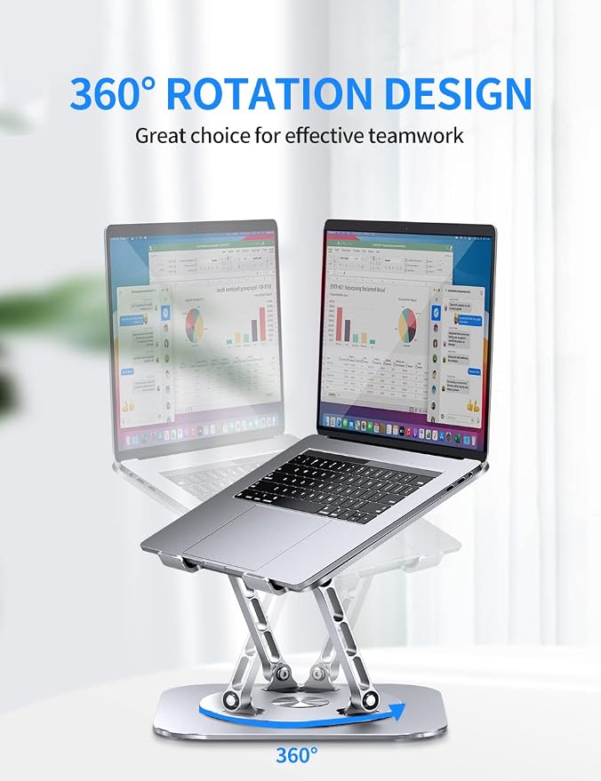 Adjustable Computer Stand with 360 Rotating Base, Ergonimic Foldable Laptop - Image 2