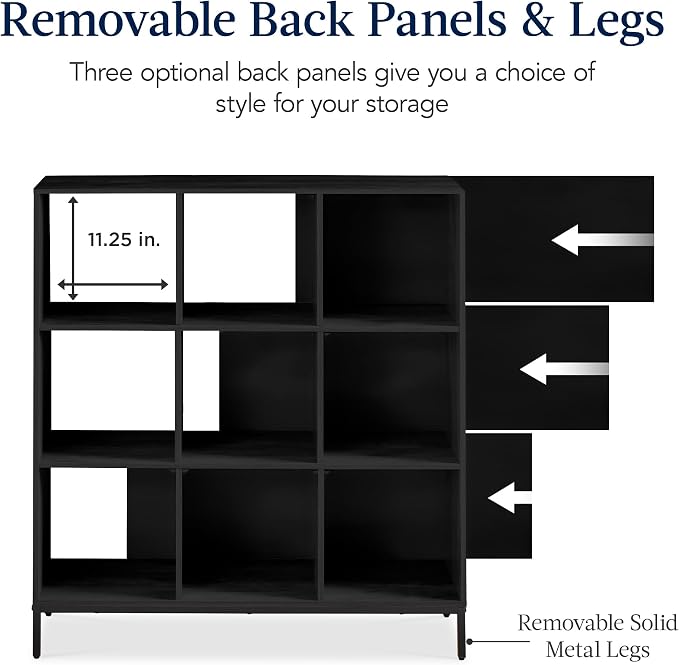 Best Choice Products 9-Cube Bookshelf, 3-Tier Wood Storage Bookcase W/Legs - Image 7