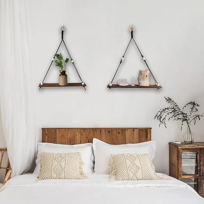 Artilady 2 Pack Wooden Wall Hanging Shelves - Image 4