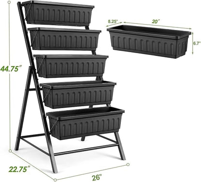 SEJOV 2 Pack Vertical Raised Garden Bed, 5 Tiers Elevated Planter Box - Image 8