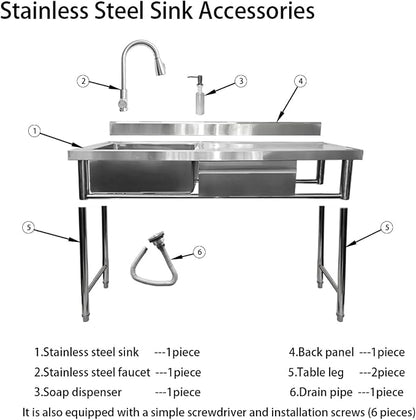 304 Stainless Steel Utility Sink - Image 3