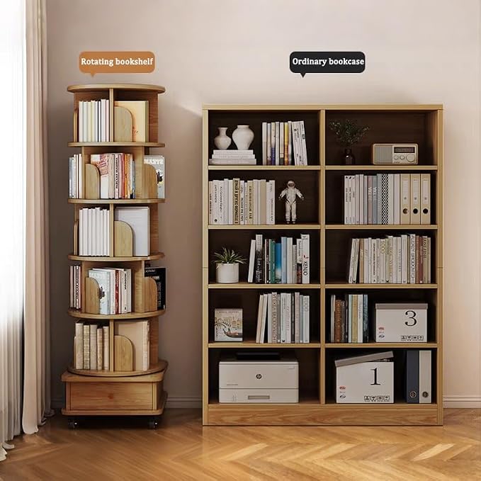 Rotating Bookshelf 5 Tier Bookcase - Image 2