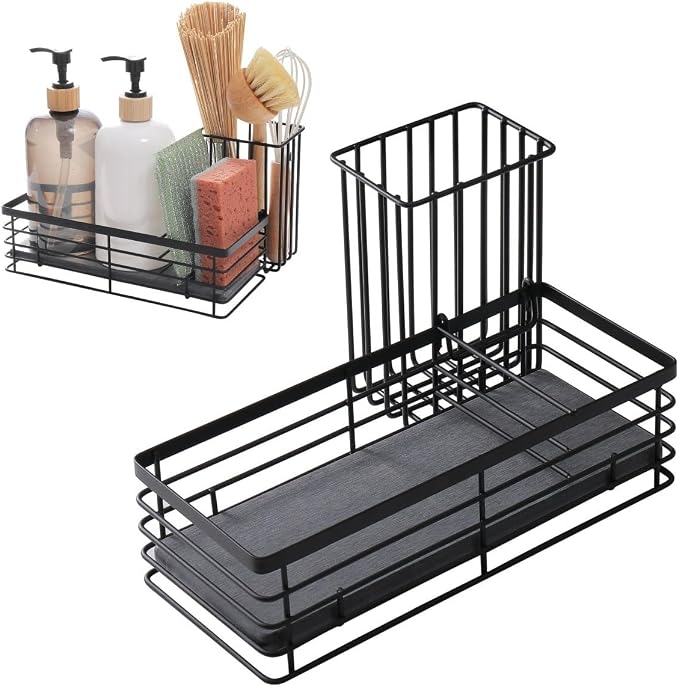 Efficient Sink Caddy with Removable Brush Holder and Water Absorbent Diatomite - Image 2