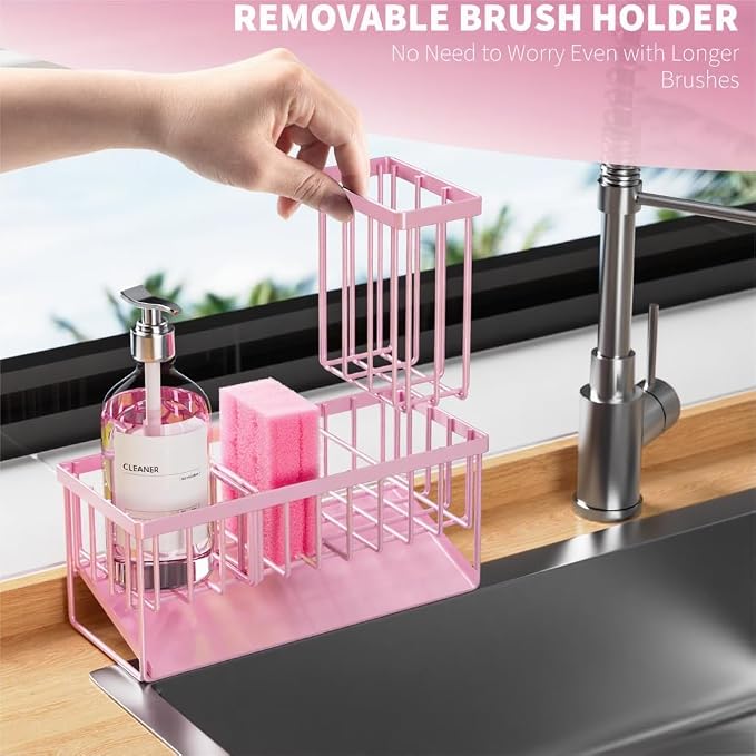 Cisily Pink Kitchen Sink Caddy Organzier - Image 3