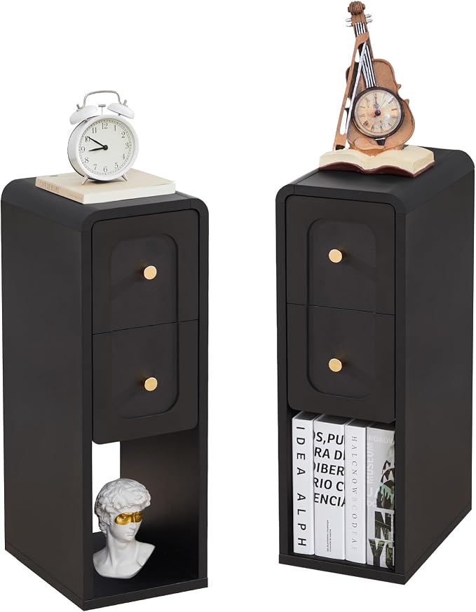Small Nightstand Set of 2, Wooden Narrow Nightstands by MAHYIZYI-SimpleFashionable