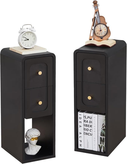 Small Nightstand Set of 2, Wooden Narrow Nightstands by MAHYIZYI-SimpleFashionable