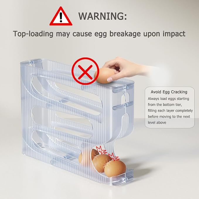 Sotfamily FIFO Egg Holder for Fridge, Egg Organizer for 56 Large Size Eggs | - Image 4