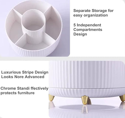 360 Degree Rotating Makeup Brush Holder Organizer Detachable Design 5 Slot Make - Image 7