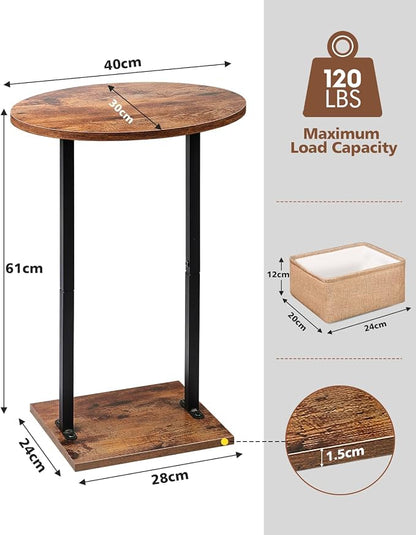 Eufrozy Small Side Table for Small Spaces, 24 inch Wooden Round End Table - Image 3
