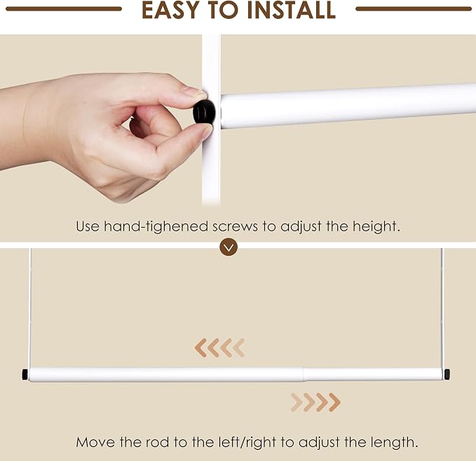 Hanging Closet Rod, Hanging Clothes Organizer, Adjustable, 2 Pack | Metal - Image 6