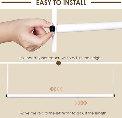 Hanging Closet Rod, Hanging Clothes Organizer, Adjustable, 2 Pack | Metal - Image 6