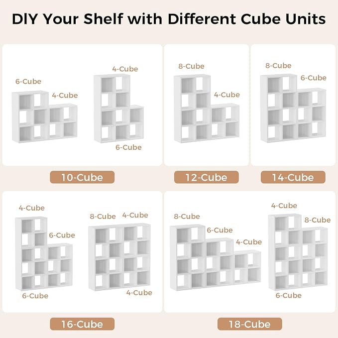 LUCKLIFE 8-Cube Storage Organizer, Stackable Modular Bookcase Shelf - Image 6