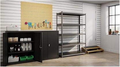 Pemberly Row Metal Shelving 5-Shelf Unit, Gunmetal Gray Finish, Heavy-Duty - Image 2